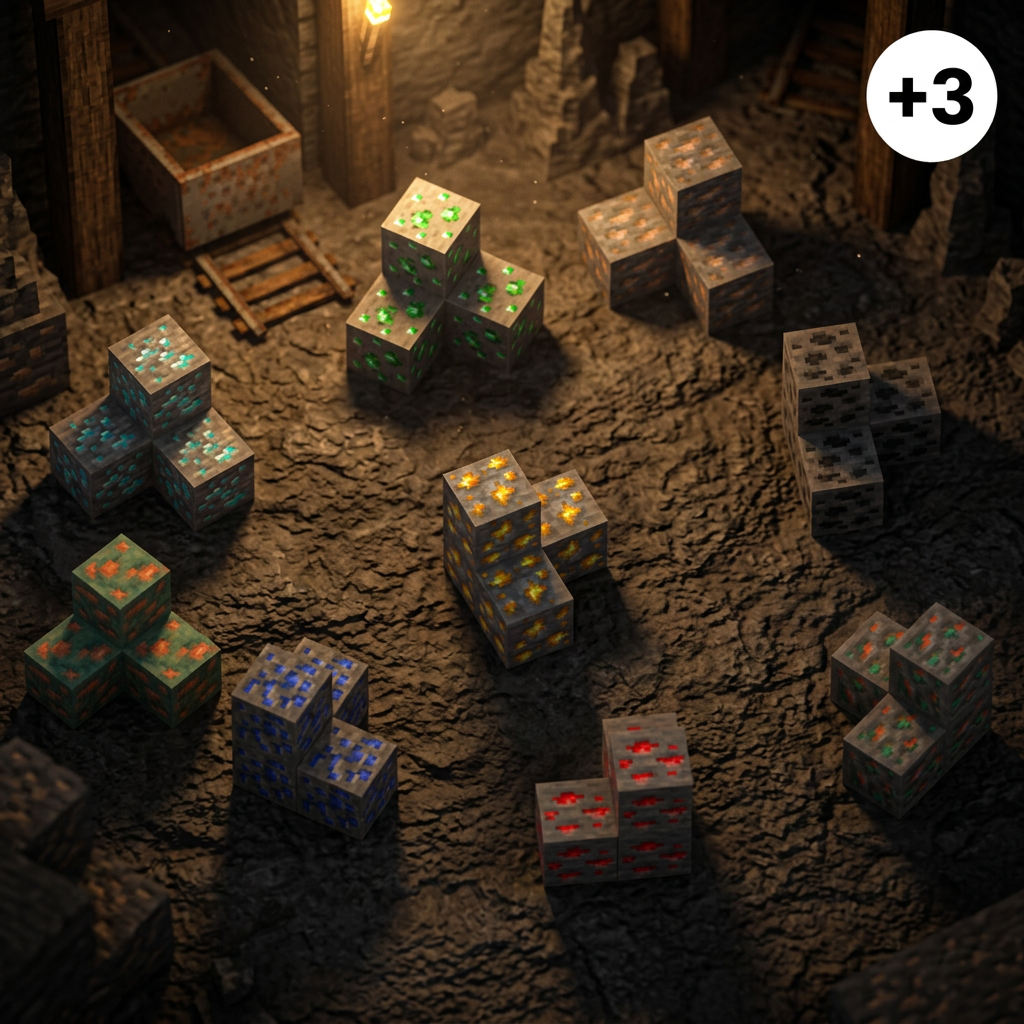 Minecraft magnet klodser - Mineraler - 32 stk.