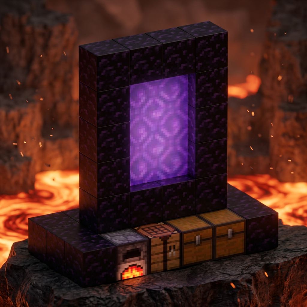 Nether portal + kiste