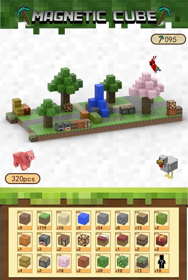 Minecraft Magnet Inventory Minecraft magnet klodser - Indgangen til byen - 320 stk. – Magnet-Leg