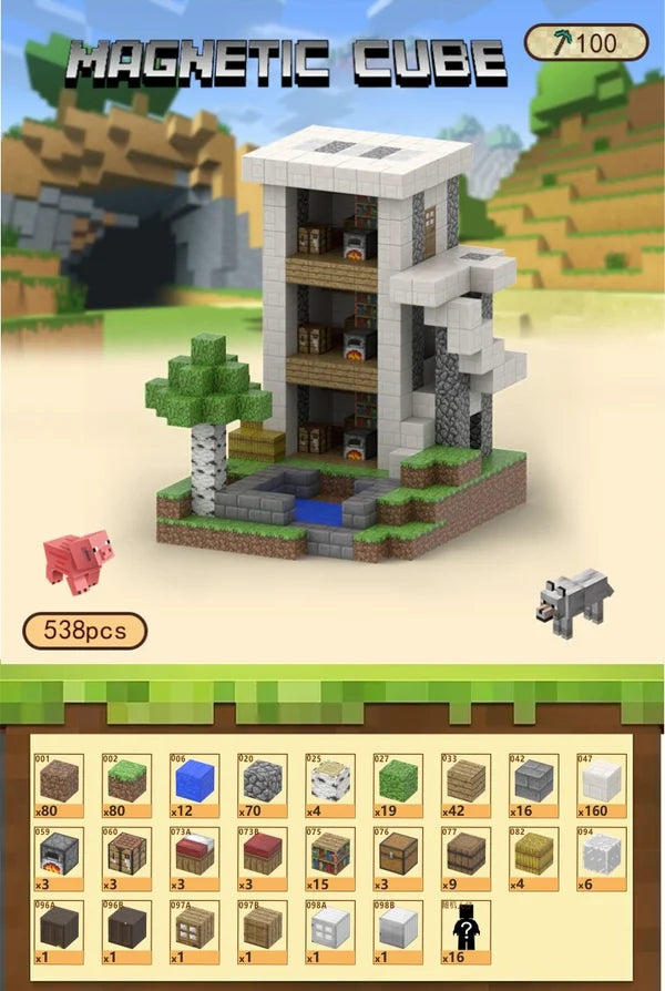 Minecraft Magnet Inventory Minecraft magnet klodser - Lejligheden - 538 stk. – Magnet-Leg
