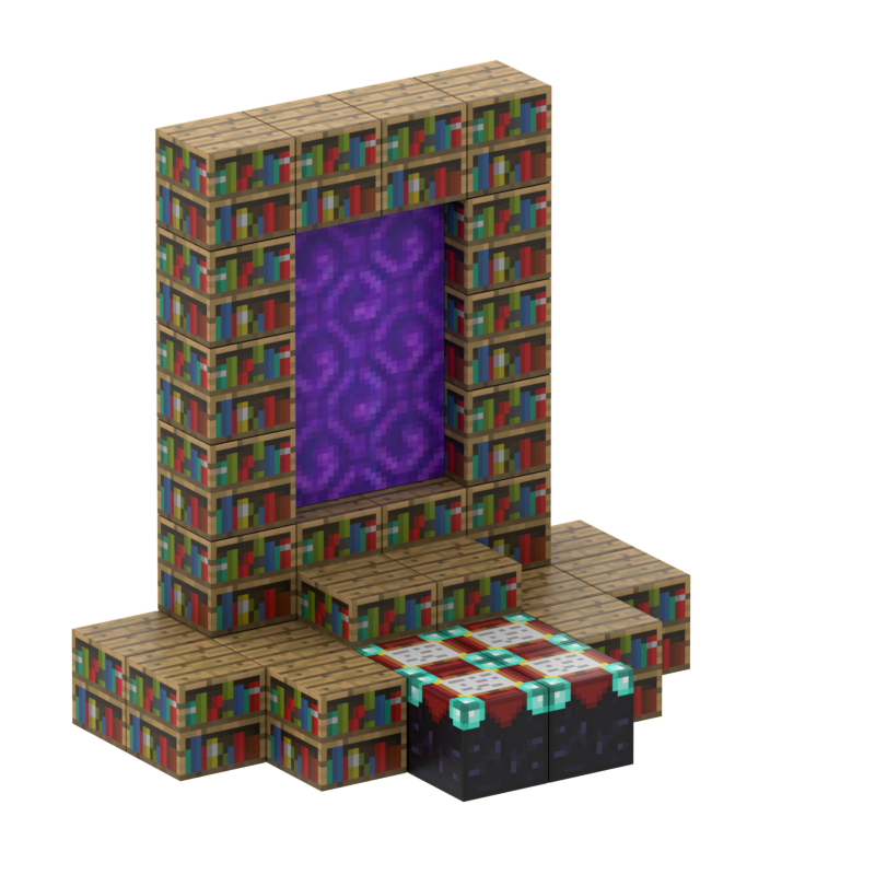 Minecraft magnet klodser - Nether portal + Bogreol - 32 stk.
