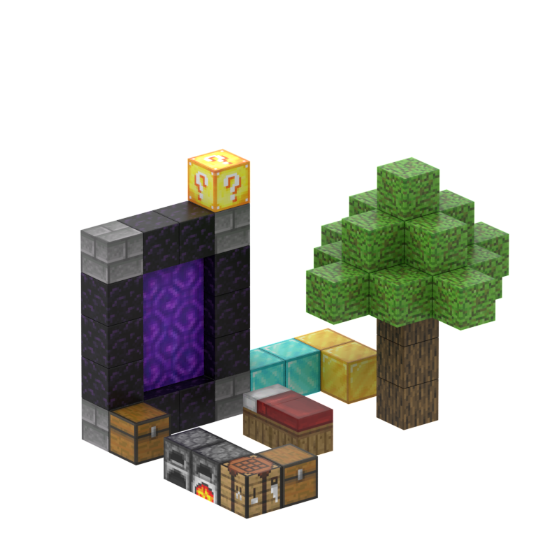 Minecraft magnet klodser - Nether portal - 48 stk.