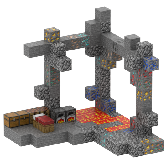 Minecraft magnet klodser - Mineraler og lava - 128 stk.