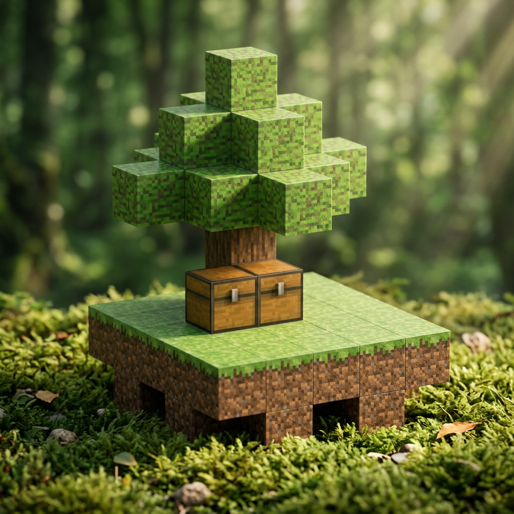 Minecraft magnet klodser - Lille skov - 64 stk.