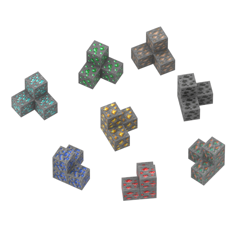 Minecraft magnet klodser - Mineraler - 32 stk.