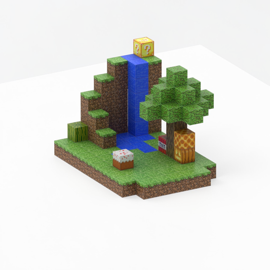 Minecraft magnet klodser - Vandfald - 128 stk.