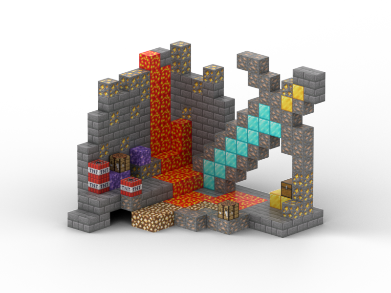 Minecraft magnet klodser - Diamant sværd - 268 stk.