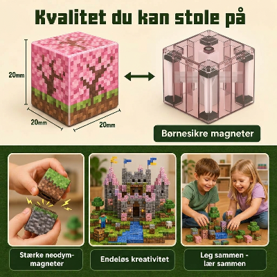 Minecraft magnet klodser - Huset - 200 stk.